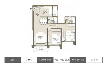 2bhk 733-880sq.ft
